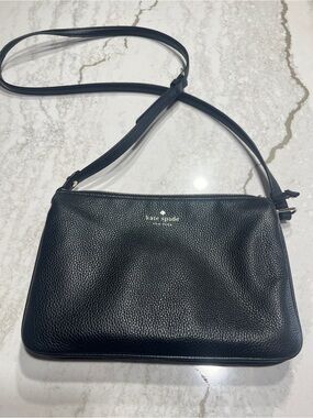Kate Spade Black Pebbled Leather Adjustable Crossbody Bag